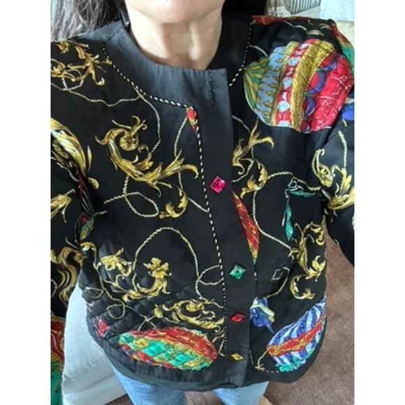 Vintage Around Town Quilted Front Jeweled Black/Red 14 - Picture 9 of 10